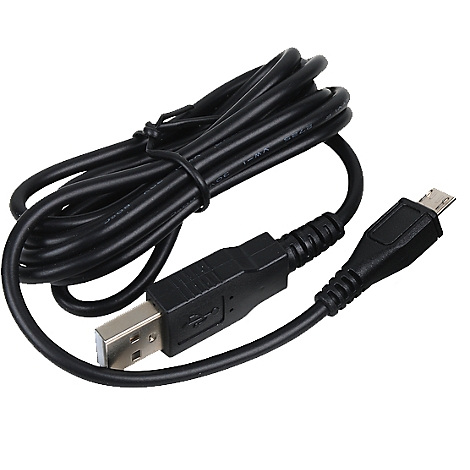 Zwarte USB-kabel. Eén uiteinde: USB-A-connector; andere uiteinde: micro-USB-connector. Kabel opgerold.